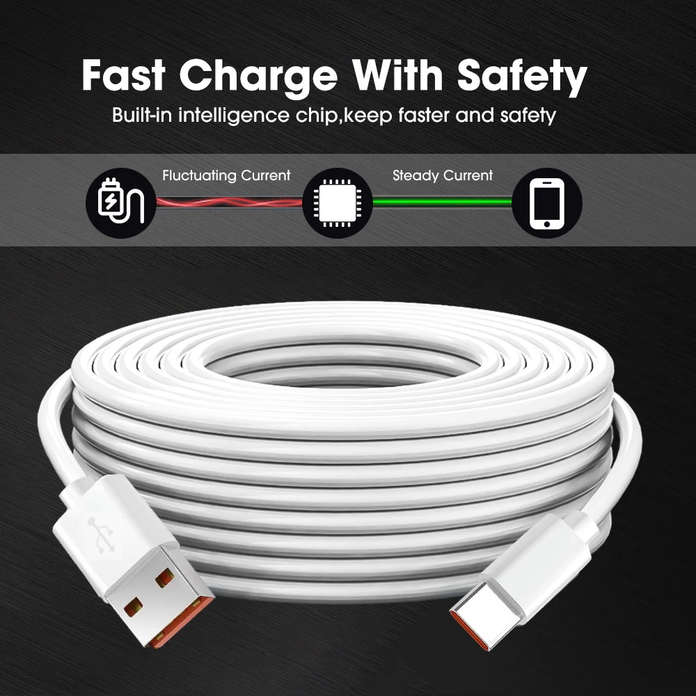 12M Ultra-long Type C Charging Cable High Speed PC Data Transfer USB C Data Wire Extra Extender Charger Cord for Security Camera