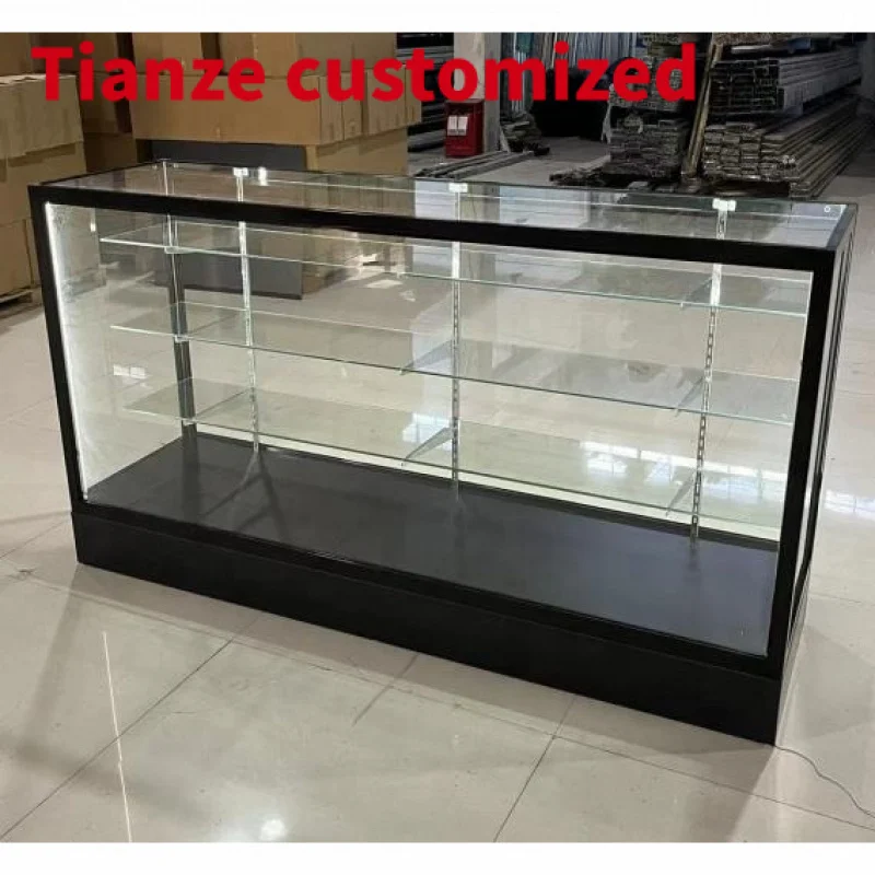 

(Customized) top seller led glass counter aluminum frame smoke shop showcase store display cabinet with adjustable shelves