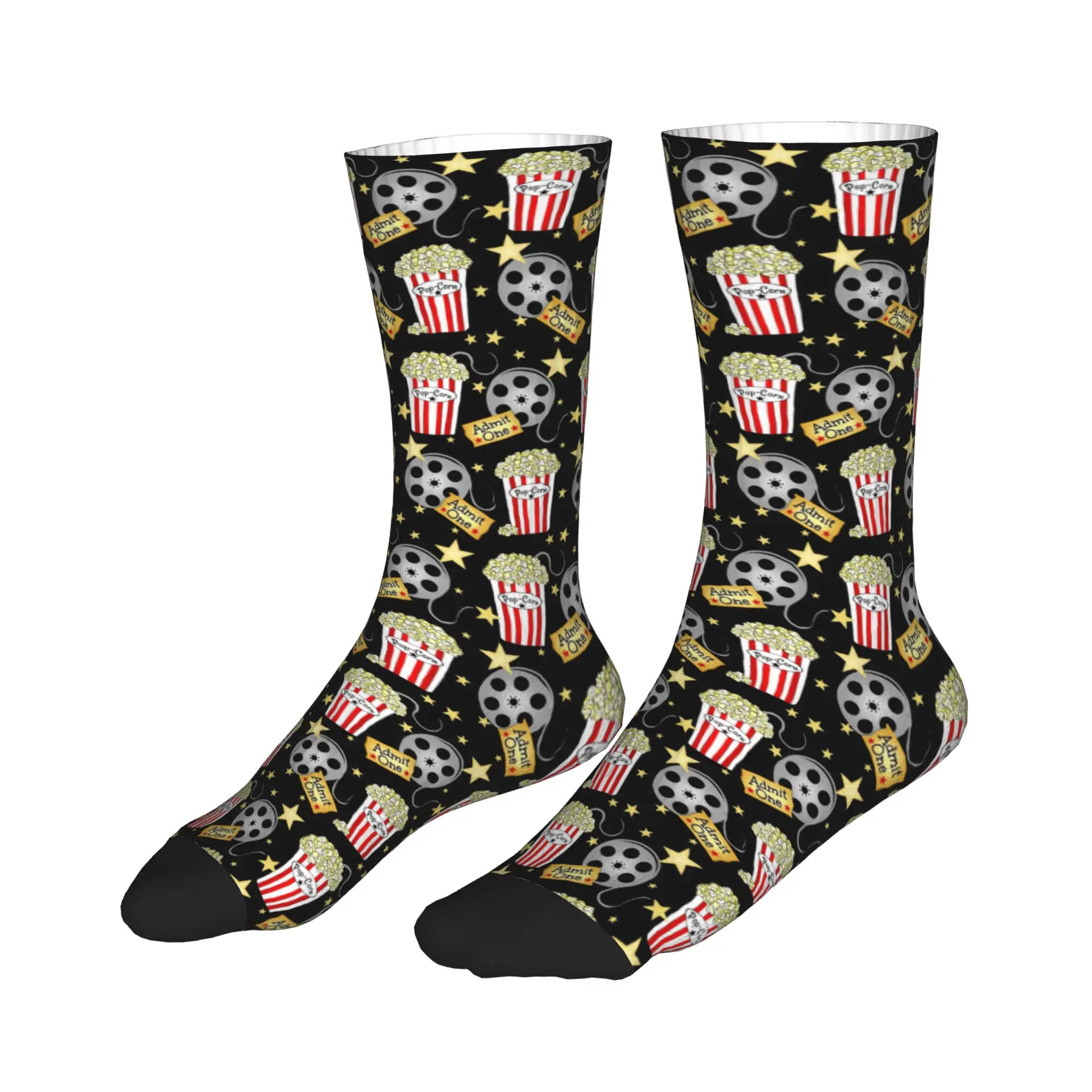 

Носки на все сезоны: VIP-ночной показ фильмов, попкорн, спортивные носки, забавные носки средней длины для мужчин и женщин, рождественские подарки