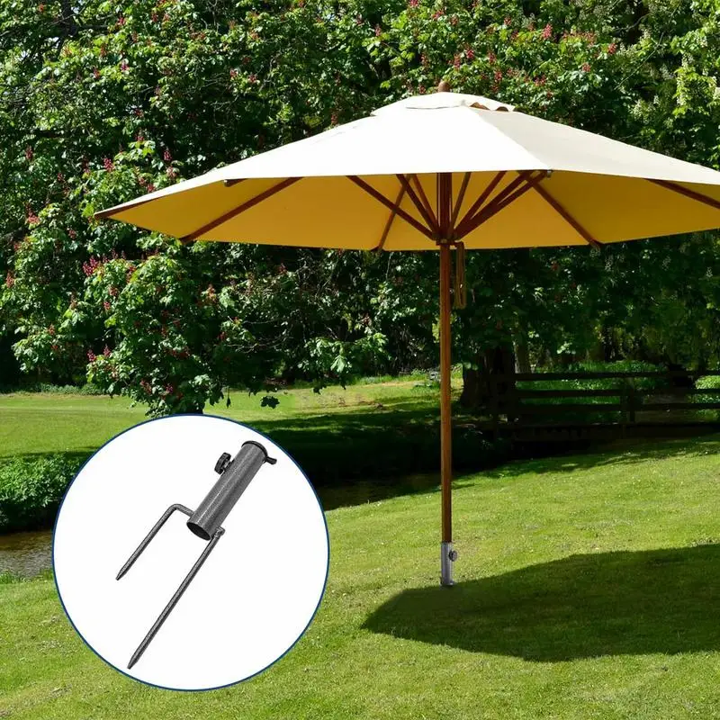 Patio Umbrella Ground Anchor Beach Umbrella Sand Anchor Outdoor Round Umbrella Holder For Sand Adjustable Heavy-Duty Iron