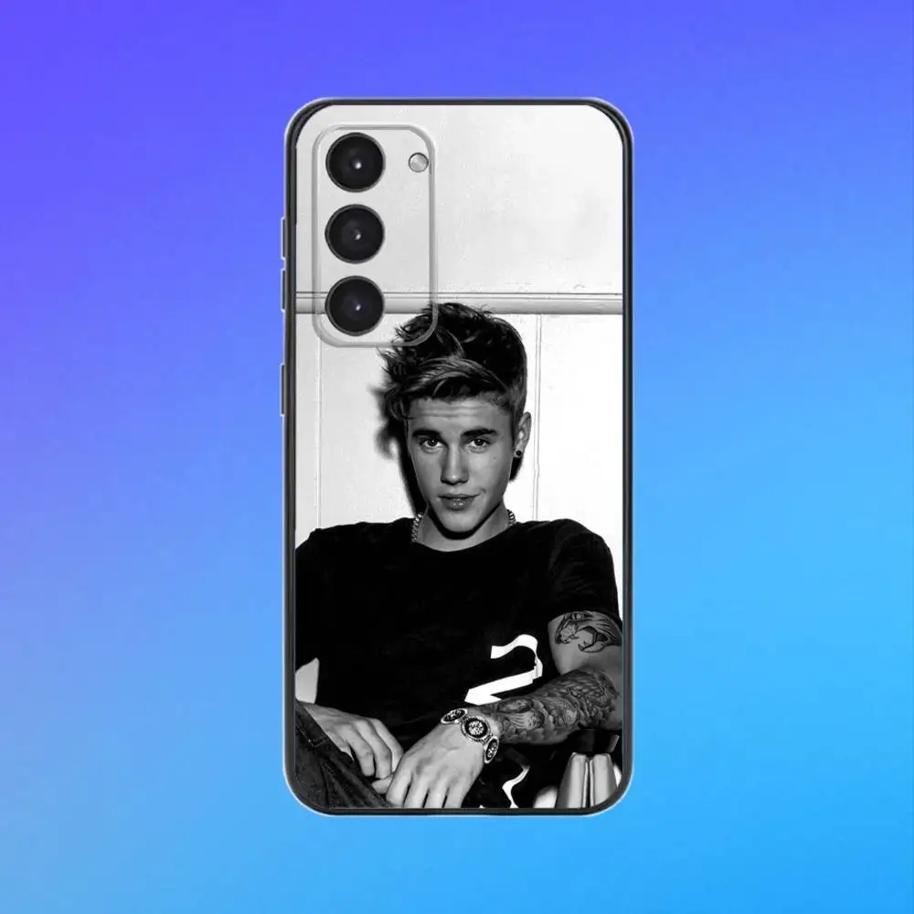 حافظة هاتف مغنية J-Justin Bieber لهاتف سامسونج A73، A72، A71، A70، A53، A52، A51 حافظة ناعمة سوداء