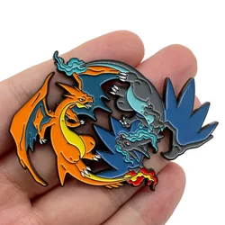 Pokemon Charizard Rayquaza Metal Brooch Pikachu Cartoon Kawaii Badge Anime Figures Badges Lapel Pin Brooch Kids Christmas Gifts