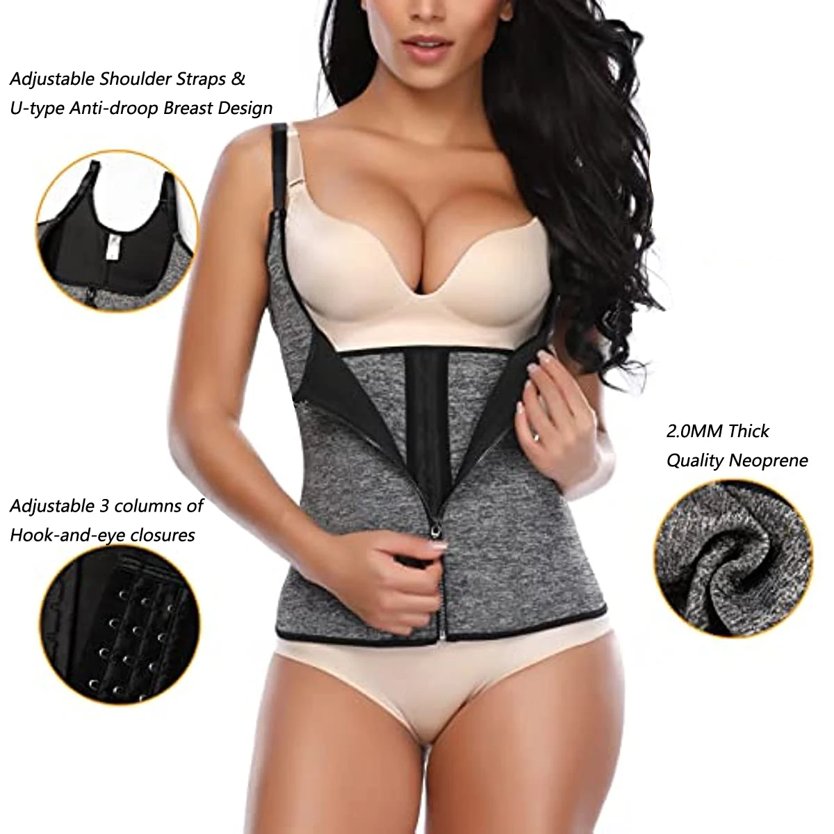 Women Waist Trainer Neoprene Sauna Vest Body Shaper Hot Sweat Work Out Tank Top Postpartum Recovery Slimming Belt