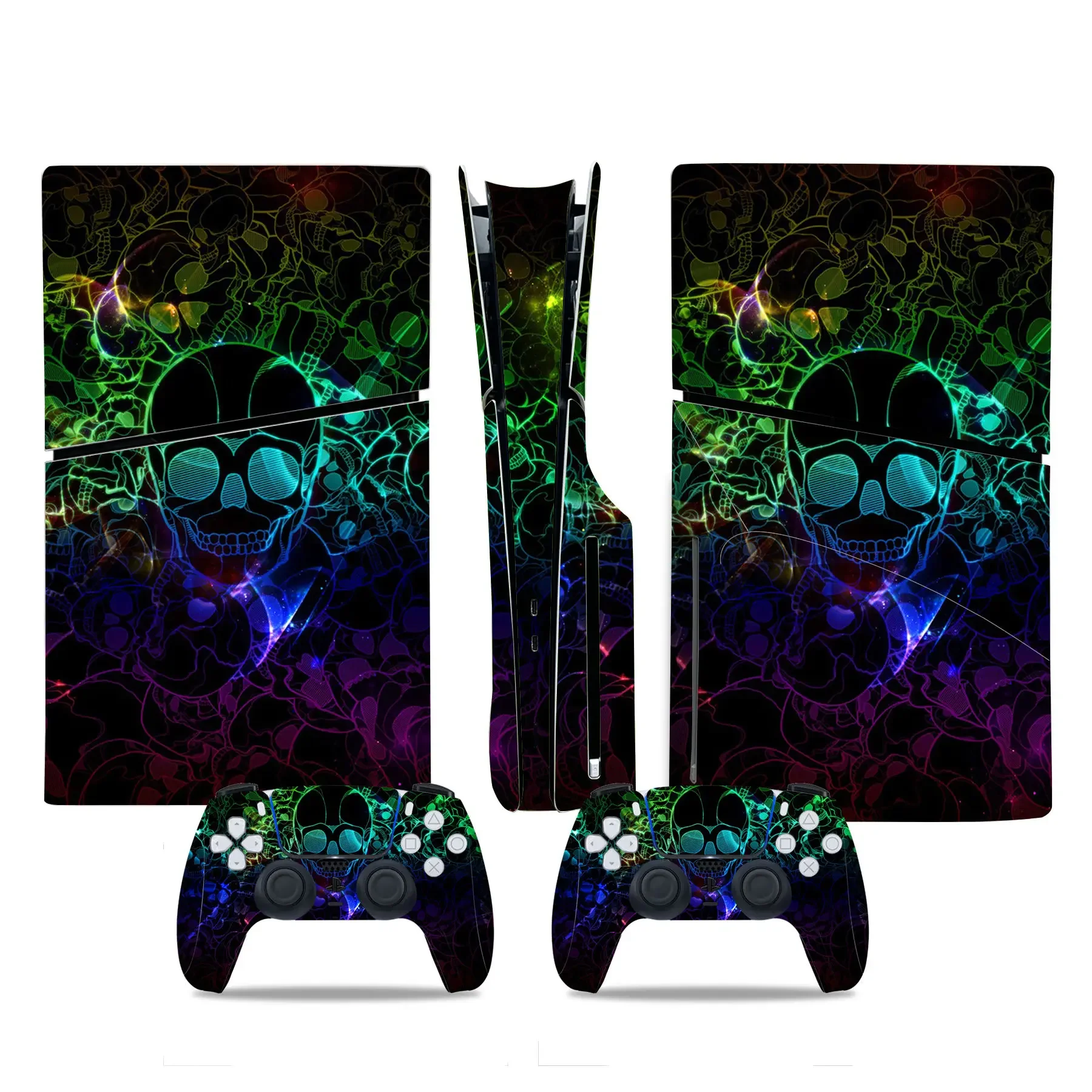 Naklejki winylowe na całe ciało z motywem czaszki Pokrowiec ochronny na konsolę i kontrolery PS5 Slim Disc Edition