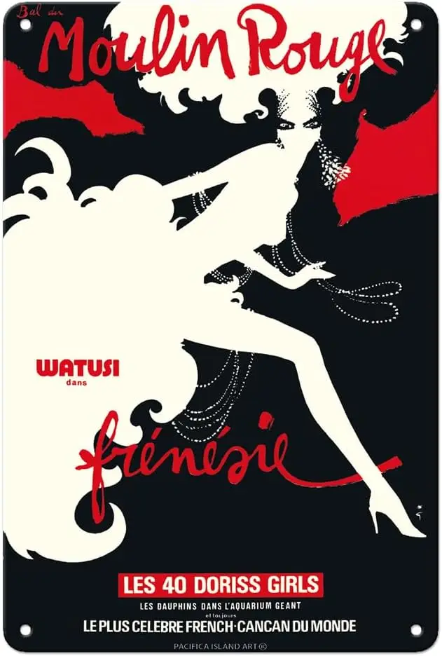 Pacifica Island Art Cabaret - Paris France - Watusi Dance - 40 Doriss Girls - - Vintage Cabaret Casino Poster by Re