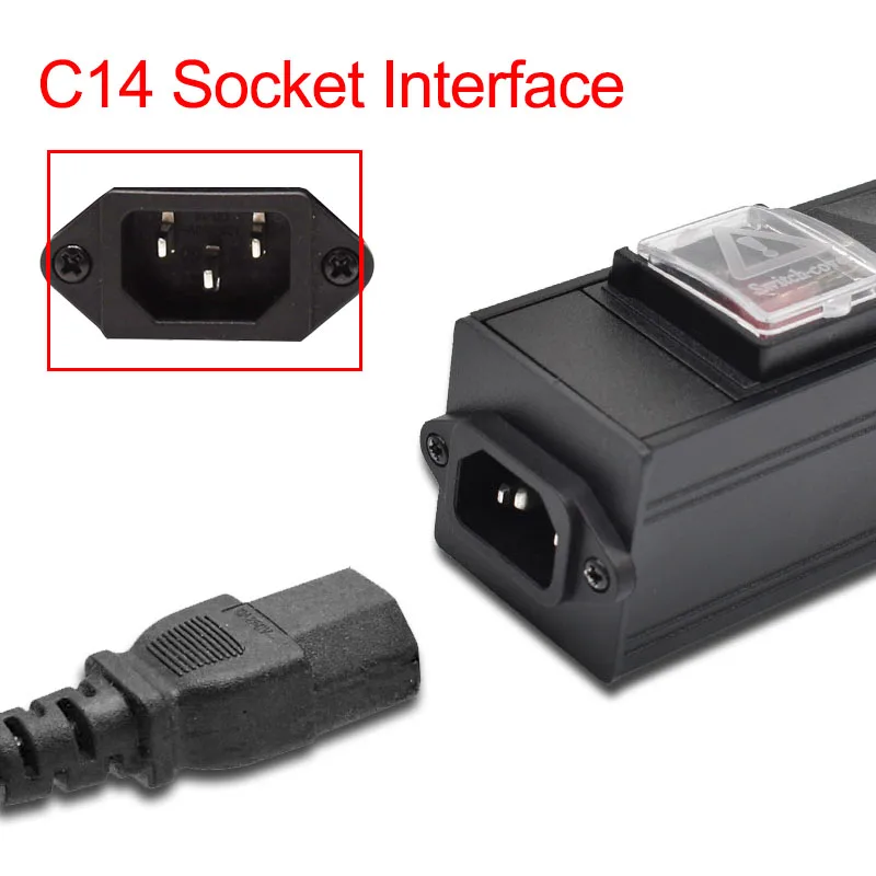 3 Ways PDU Power Strip EU Socket  with IEC-C14 Port  extend with Circuit Breaker Switche USB Wireless or 2-meter extension cable