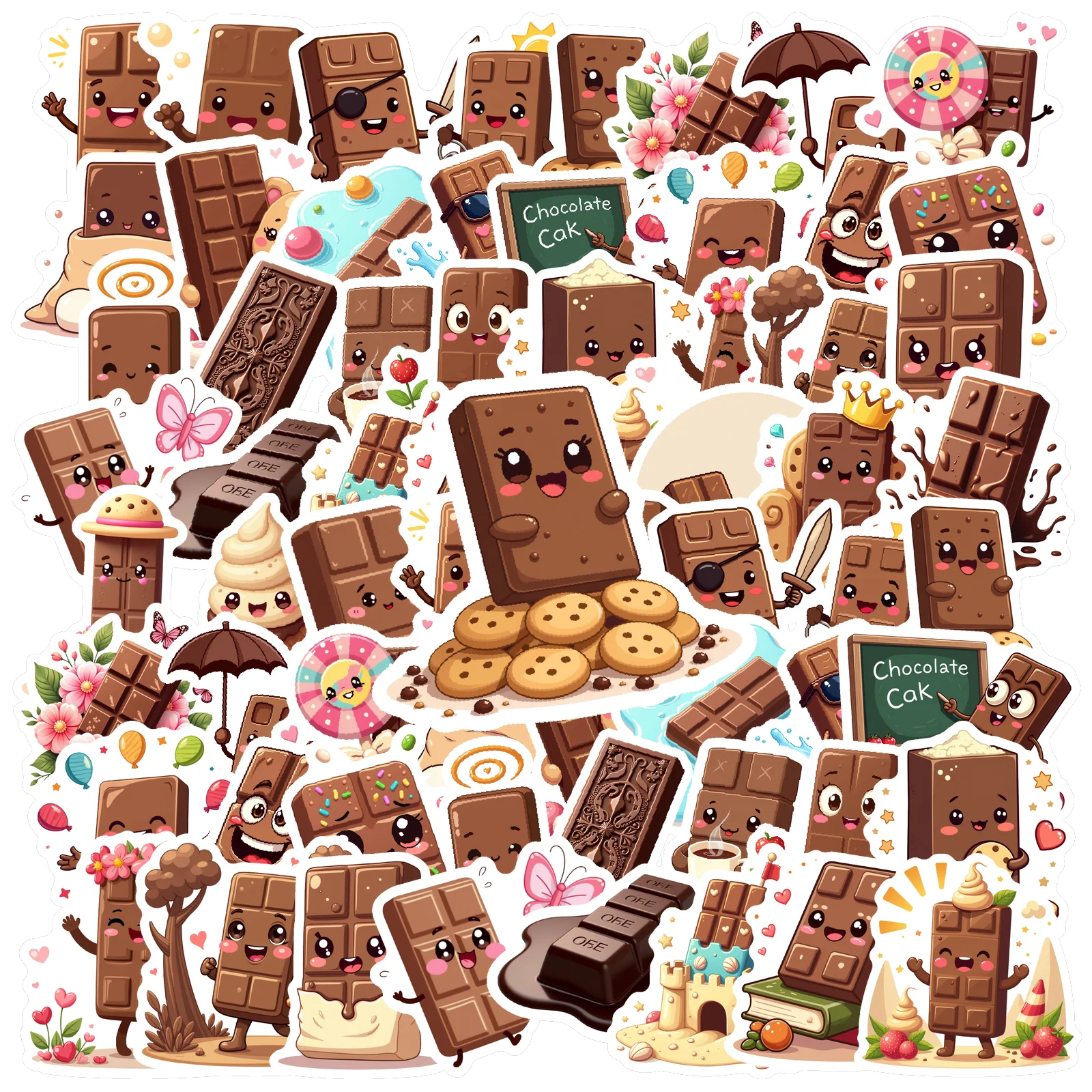 35pcs Chocolate Cookies Candy Sticker Waterproof Graffiti Computer Luggage Self Adhesive Personalized Stickers