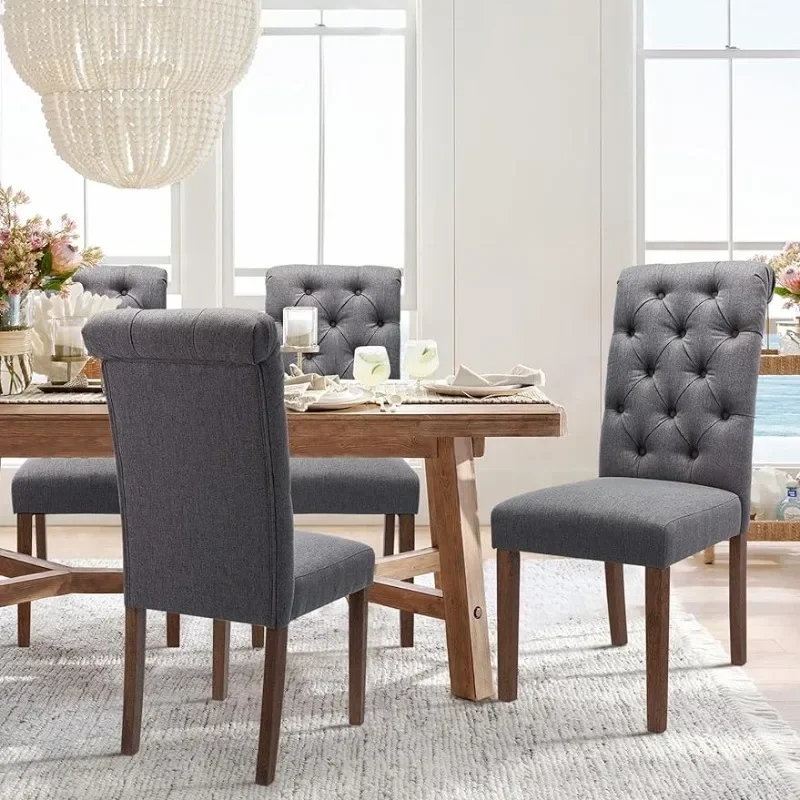 Hot salesCOLAMY Upholstered Dining Chairs Set of 4, Tufted Parsons Diner Fabric Dining Room Side Chair Stylish