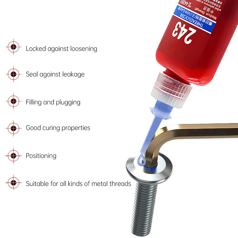 50 مللي Threadlocker اللاهوائية الغراء مكافحة فضفاض المسمار الغراء تثبيت مانع التسرب بسرعة الشفاء موضوع قفل وكيل مانع التسرب للمسامير