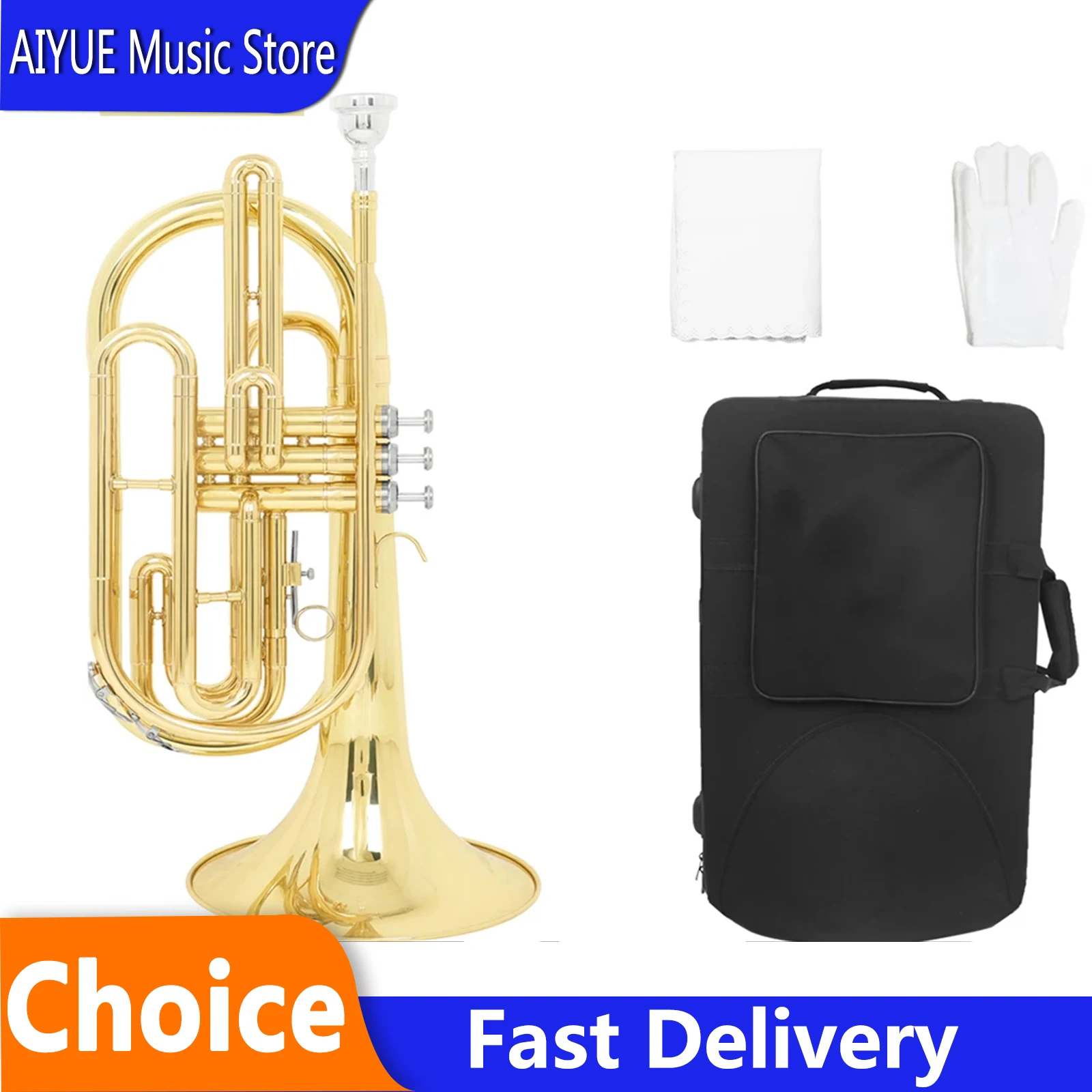 SLADE Vertical Key Travel Circular Horn Gold Brass Tube Body Portable Brass Musical Instrument For Professional Performance