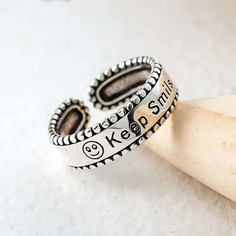 1pc Trendy Face Letter Bow Ring Unisex Korean Style Niche Open Index Daily Party Wear Best Gift for Lovers Relatives & Friends