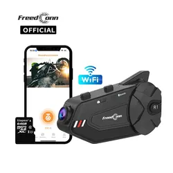 Freedconn R1Plus Bluetooth Motorcycle Intercom Helmet Headset Wifi APP Speaker Headphone Motorbike Interphone Motor Dash Cam Dvr