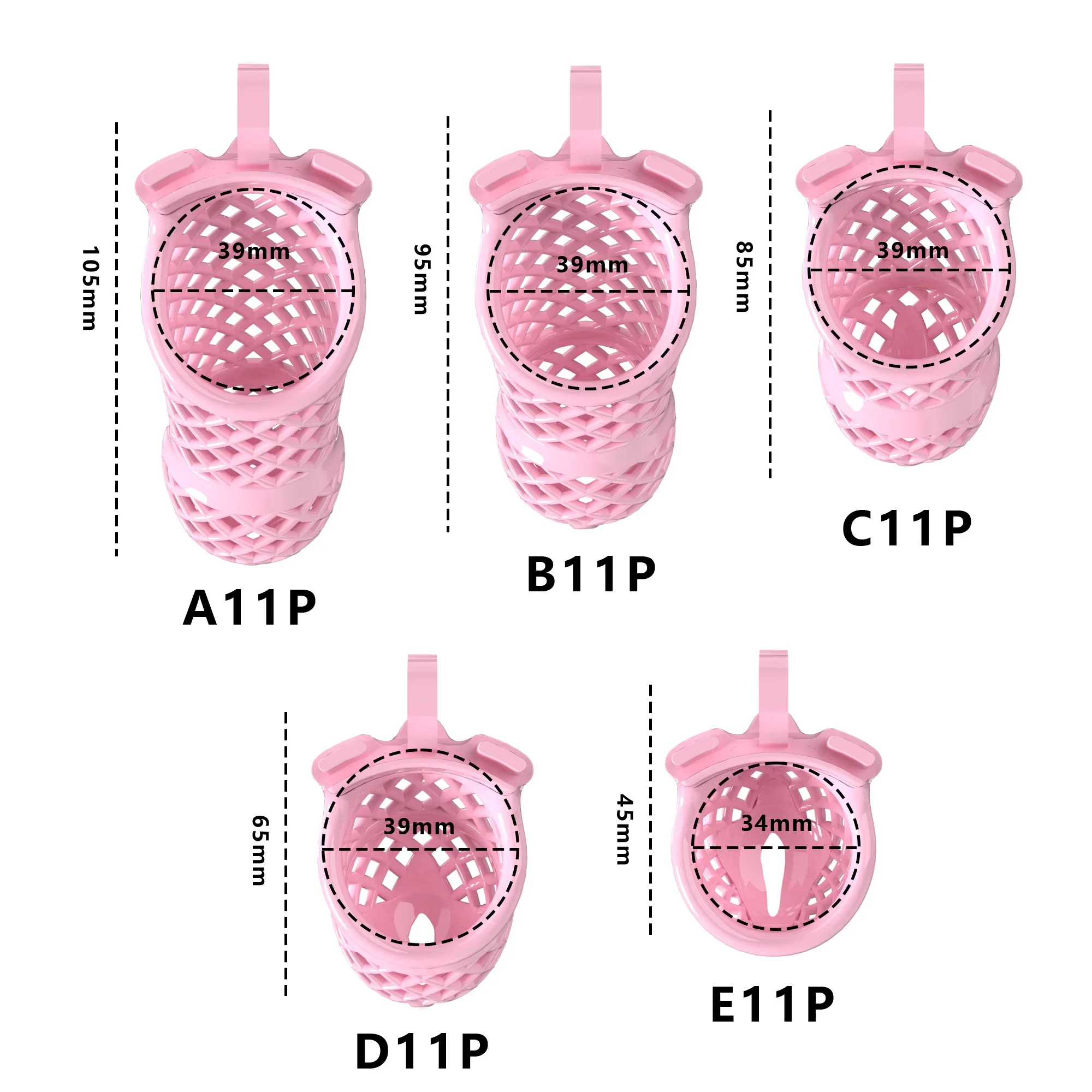 New Pink ABS Cobras Chastity Cage Faux Vagina Sissy CB Lock with 5 Size Base Penis Ring Cock Cage Erotic Sex Toys for Man Gay