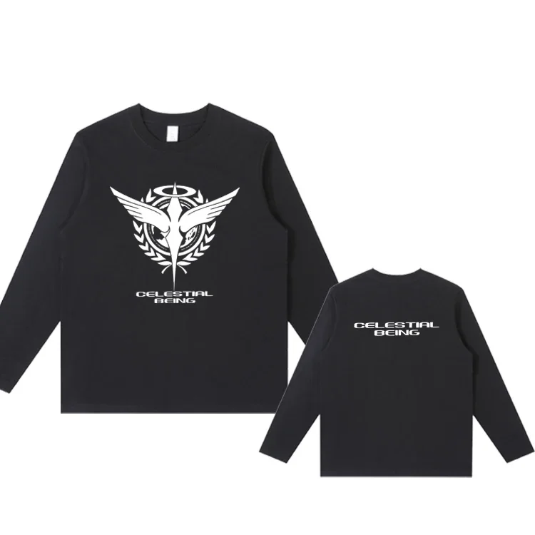 

Футболка с изображением аниме GD «Небесное будущее» с логотипом 00», хлопковый повседневный топ с длинными рукавами и простой однотонной футболкой с круглым вырезом