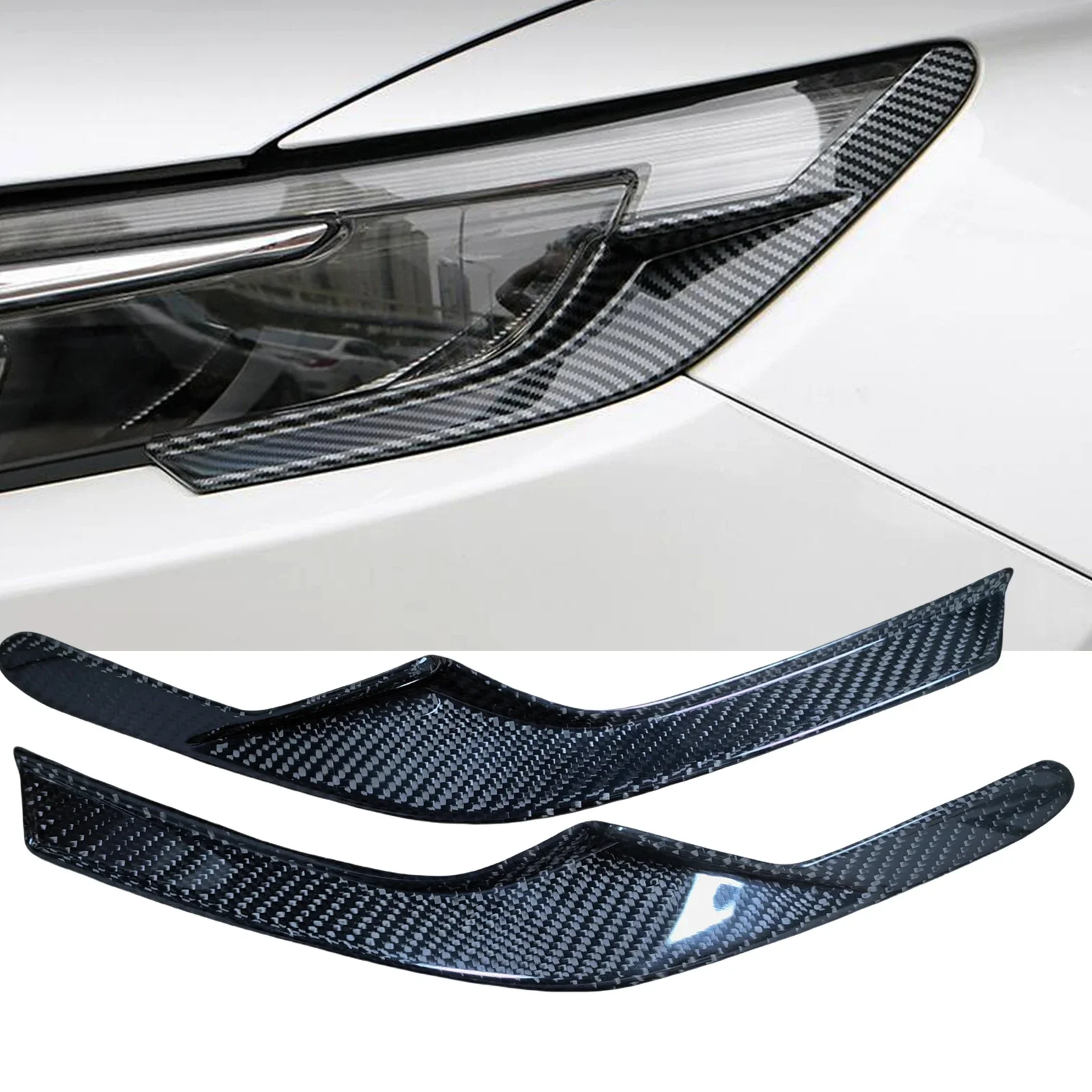 

New！Headlight Eyebrow Headlamp Eyelid For Honda CR-V CRV 2023-2024 Real Carbon Fiber Front Head Light Lamp Cover Brow Sticker Li