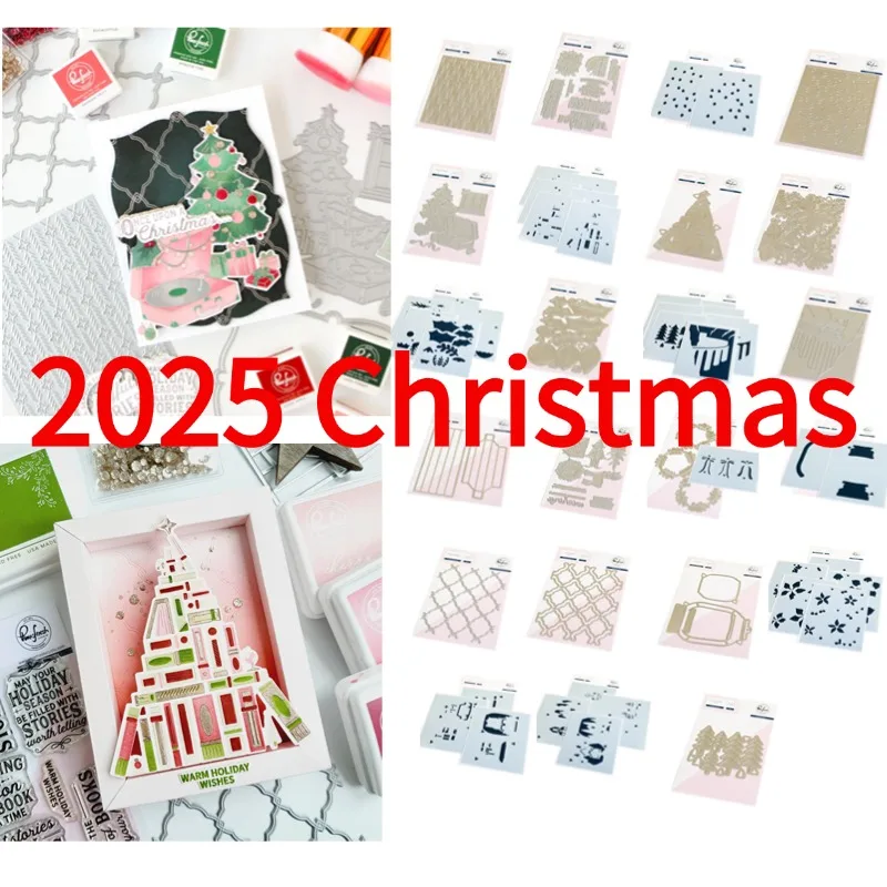 Christmas Whispers Poinsettias Lantern Tied Cheer Merry Melodies Tree Holiday Metal Cutting Die Stamp Stencil Scrapbook Emboss