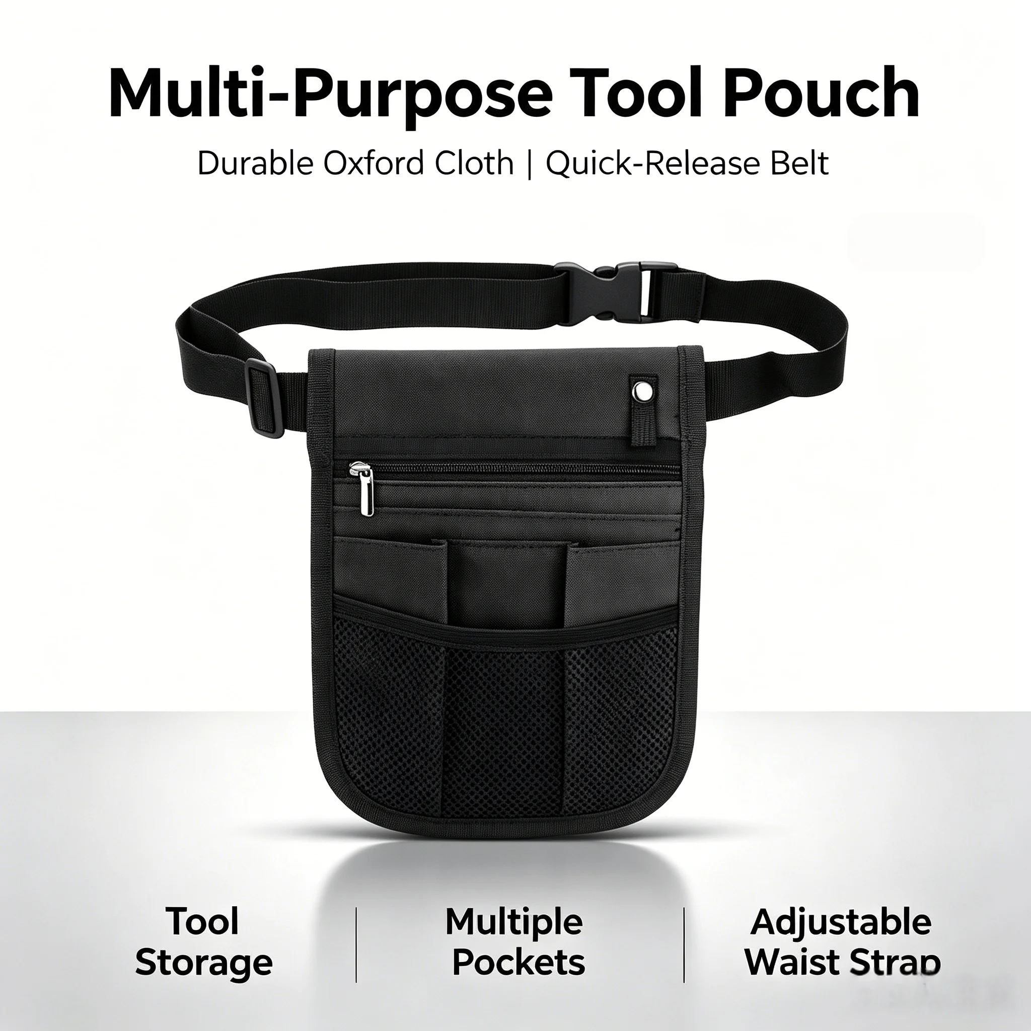 Adjustable Waist Multi Compartment Tool Organizer Bag Oxford Utility Fanny Pack for Medical Daily Service Work