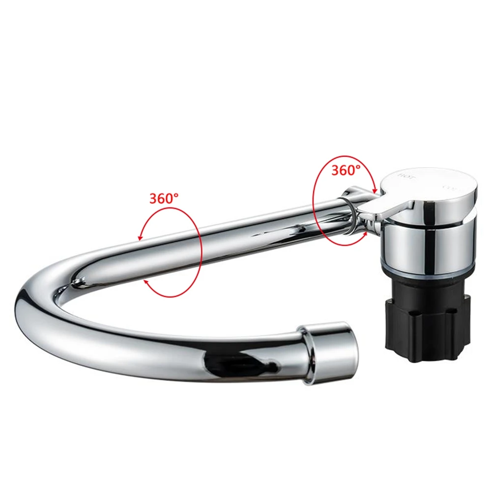 

2X Foldable RV Faucet 360 Degree Rotation 9/16 Inlet Thread Single Handle Cold & Hot Water Mixer Copper Faucet For RV-T61C
