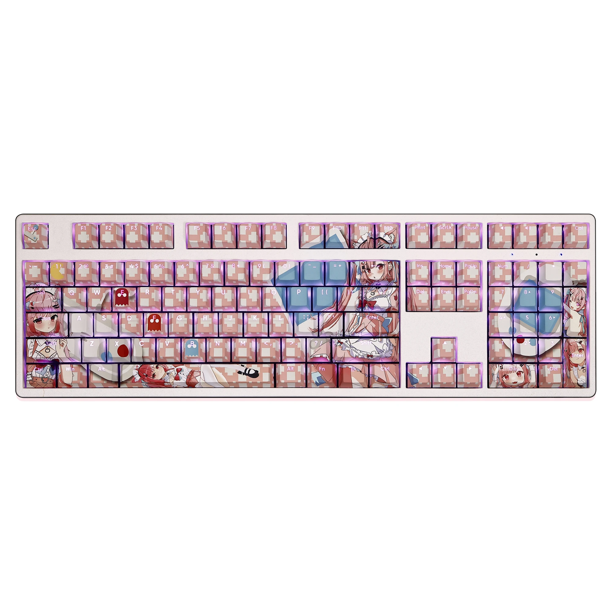 Yuuki Sakuna 108 Keycaps Vtuber PBT DYE Sublimation Light Transmitting Cherry MX Cross Axis Switch for Mechanical Keyboard Gift