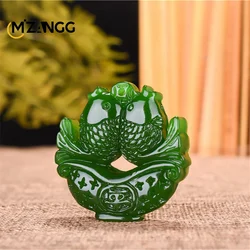 Natural Hetian Jade Double-Sided Fish Pendant Men & Women Necklace Fashion Jewelry Amulets Charms Mascots Couple Luxury Gifts