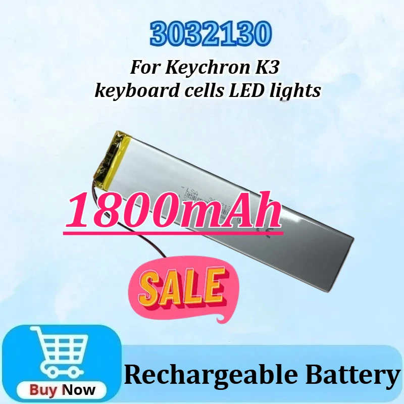 

3032130 3.7V 1800mAh for Keychron K3 Keyboard Cells LED Lights Bluetooth Keyboard Car Recorder Battery Li Polymer Battery
