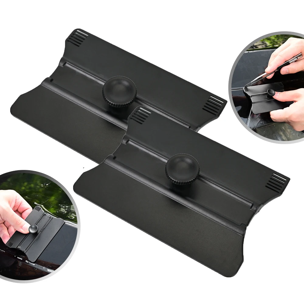 

FOSHIO Hard Plastic Scraper with Cutting Guide Slot Black Vinyl Wrap Squeegee Film Application Edge Pressing Cut Tools 2pcs/Lot