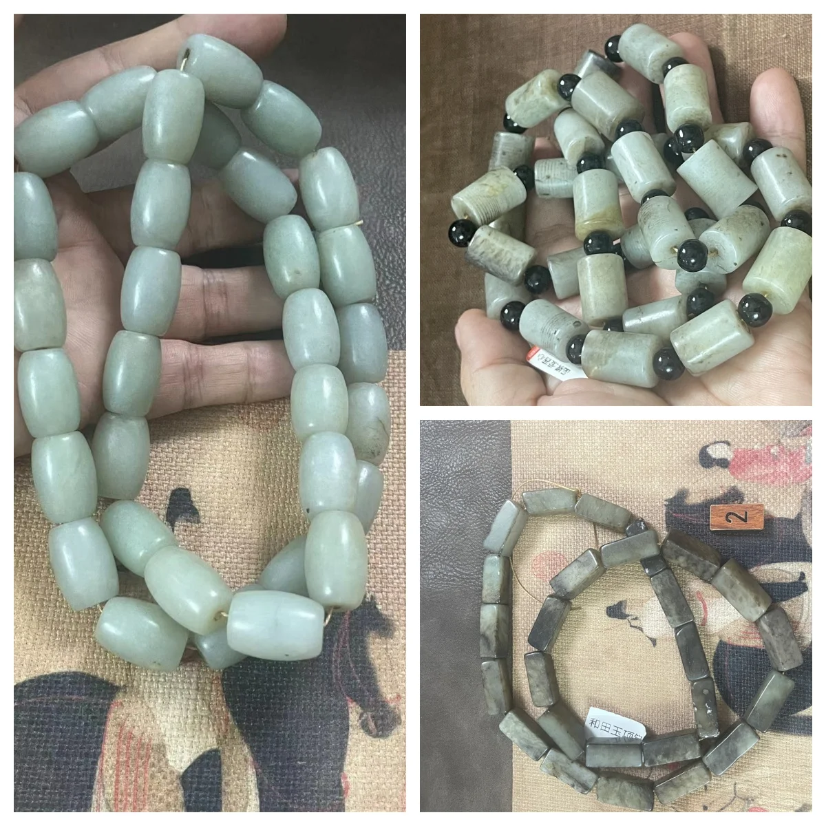 1pcs/lot natural ancient jade bucket bead jade bead necklace Rare and unique Ethnic style Collectible Men's and women's models