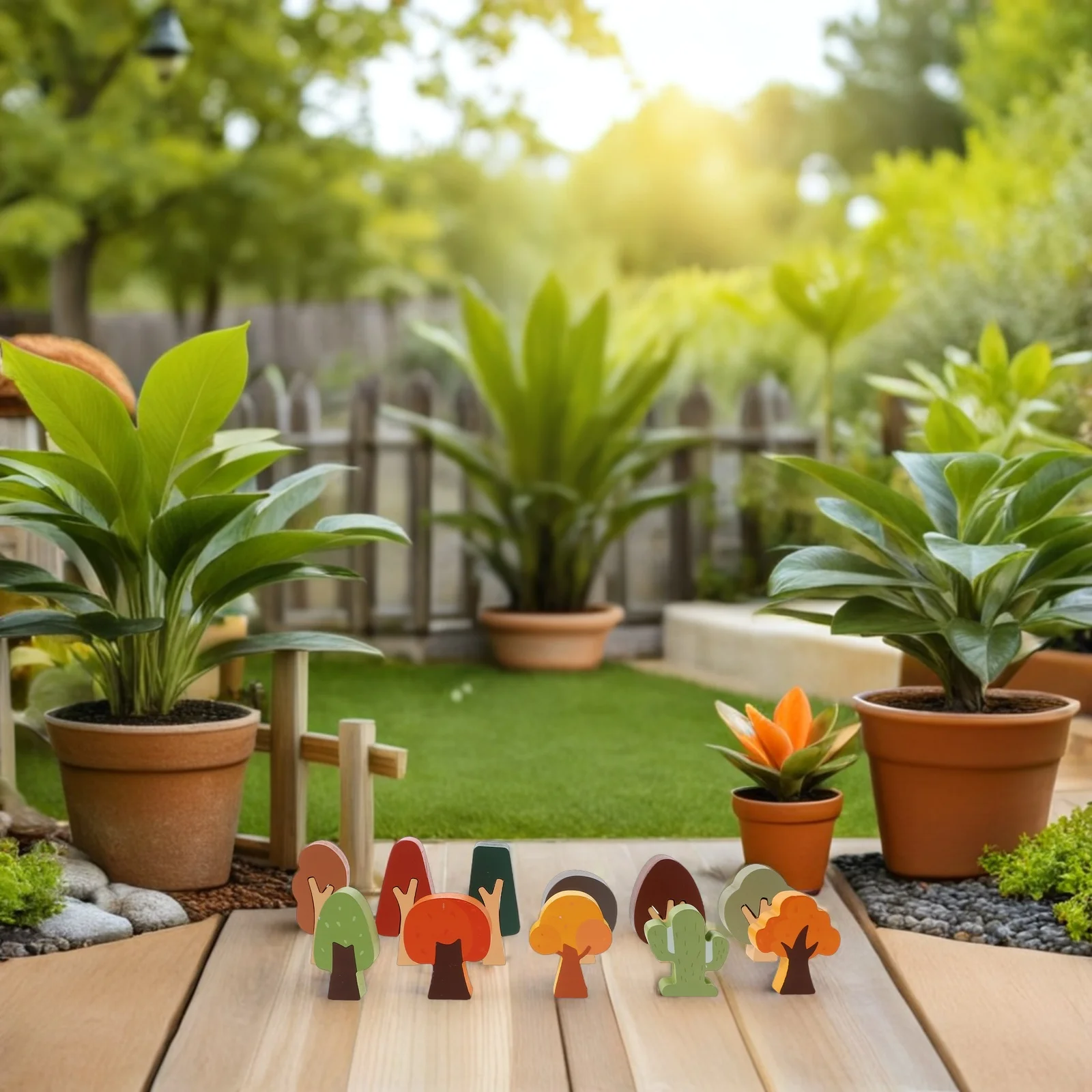 

11pcs Wooden Train Track Trees Interlocking Mini Forest Scenery Decoration Natural Wood Easy Assembly Creative Play Railroad