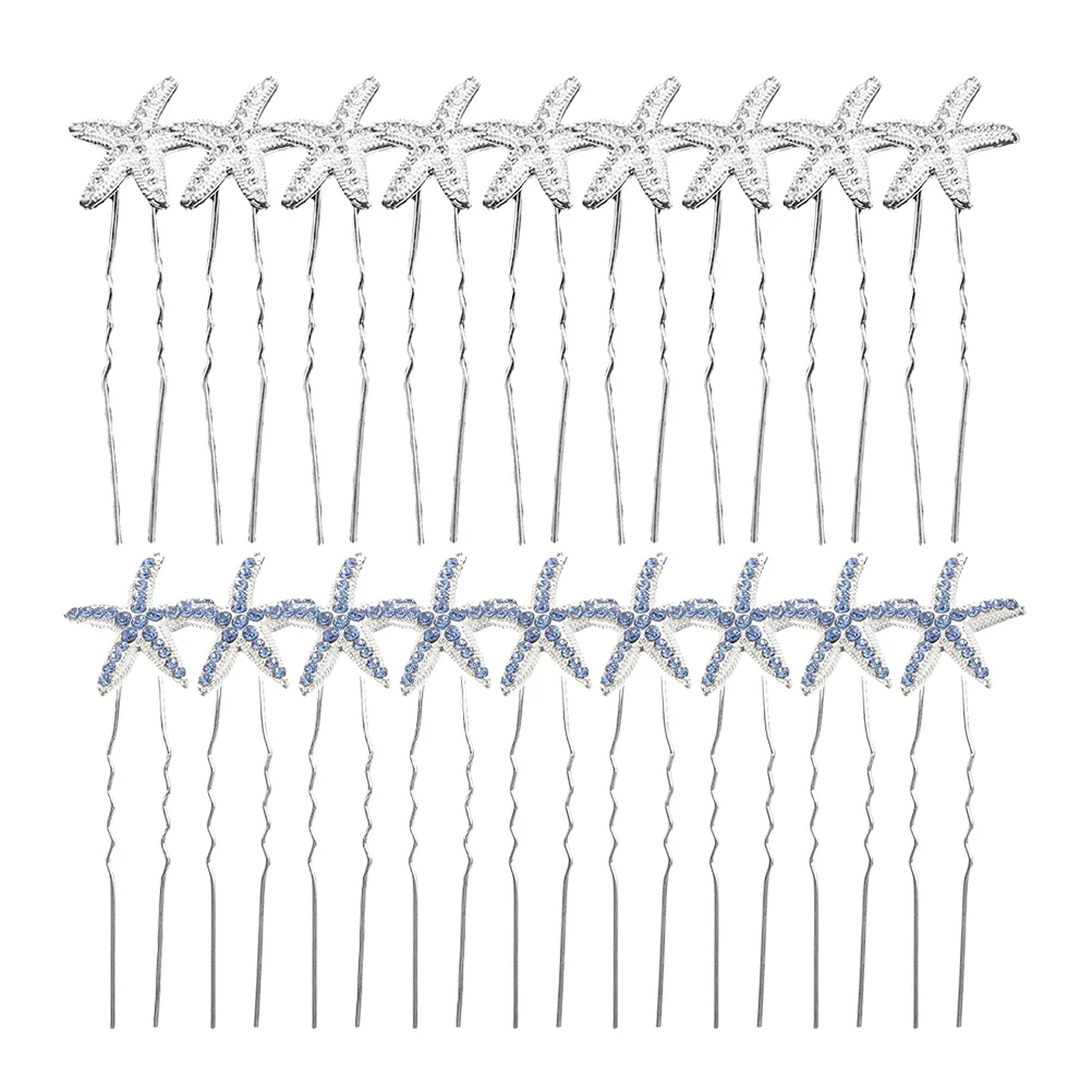 20 Pcs Rhinestone Hairpin Women Accessories for Girls Bridal Decorative U Shape Wedding