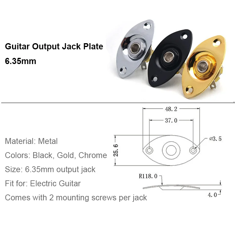 Guitar Output Jack Plate 6.35mm Electric Guitar Output Jack 1/4
