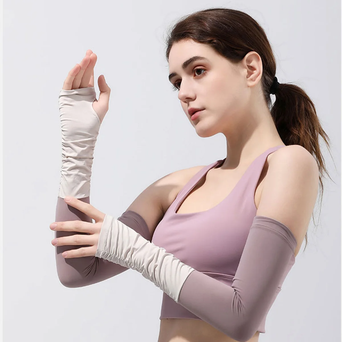 Arm Sleeve Woman Summer Thin And Elongated Ice Silk Gloves For Cycling And Driving Sleeves For UV Protection Anti-sunburn Sleeve