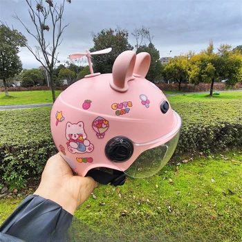 귀여운 만화 어린이 오토바이 투구 안티 태양 보호 통기성 안전 헬멧 오토바이 스케이트 보드 자전거 머리 보호