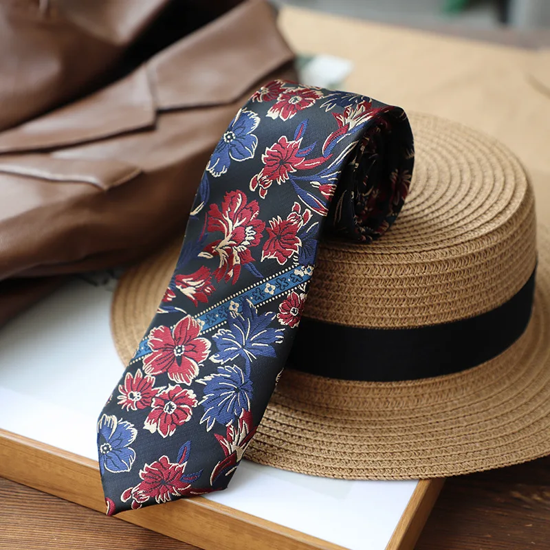 

Factory stock retro large floral French 8cm men's formal patterned tie, yuppi groom, Korean version