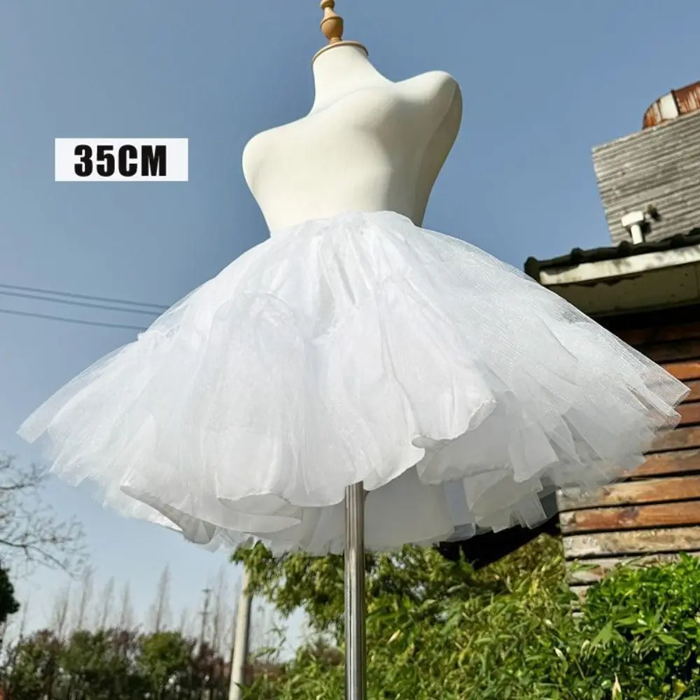 Boneless Design Lolita Petticoat 30/35/40/45cm Soft Mesh Crinoline Underskirt Ruffled White Color Tutu Puffy Skirt Maid Dress image 2