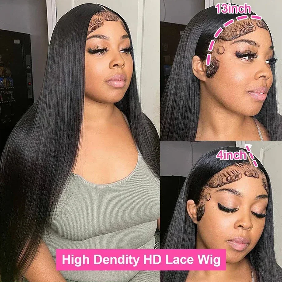 200% Straight Lace Front Wigs 13x6 Transparent Lace Frontal Wig Pre Plucked 13x4 Brazilian Straight Human Hair Wigs For Women