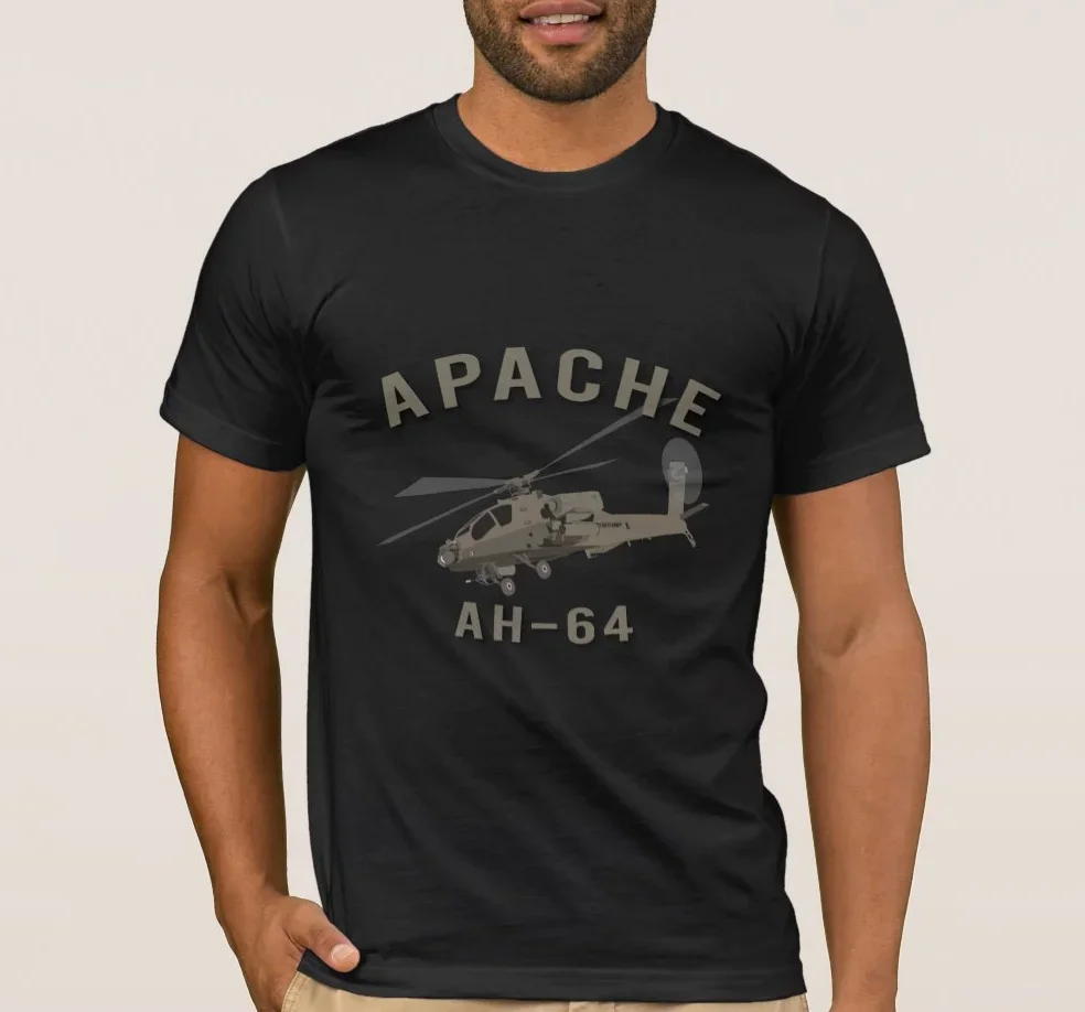 AH-64 apache ataque helicóptero t camisa novo 100% algodão manga curta o-pescoço camiseta roupas casuais dos homens topo