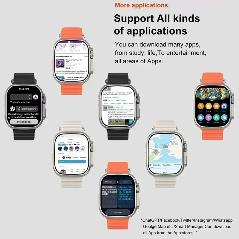 2025 New Original for Apple Watch Ultra Smart Watch Men 32G Memory MP4 Music Video 3D HD Bluetooth Call GPS Tracker smartwatches