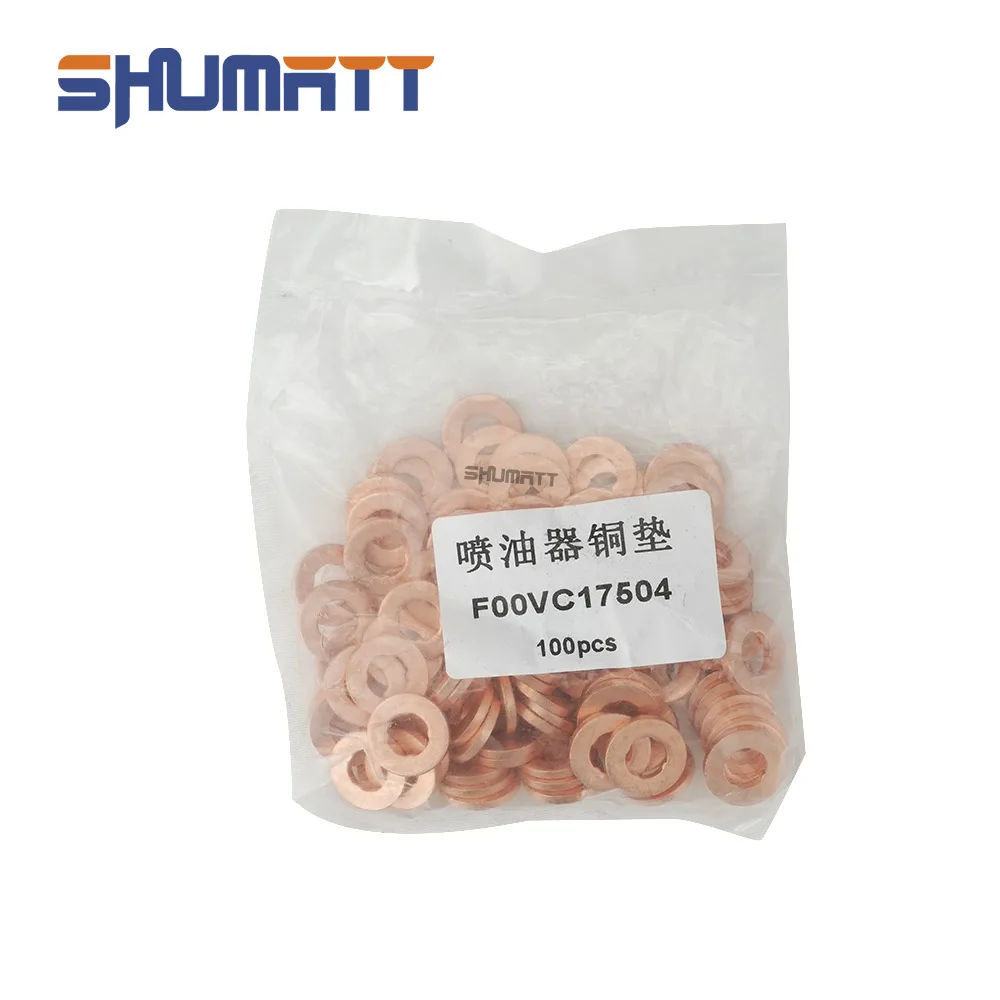 

100 шт., медная прокладка форсунки топливного инжектора F00VC17504 для инжектора 0445110002 019 047 048 049 058 068 407 404 403