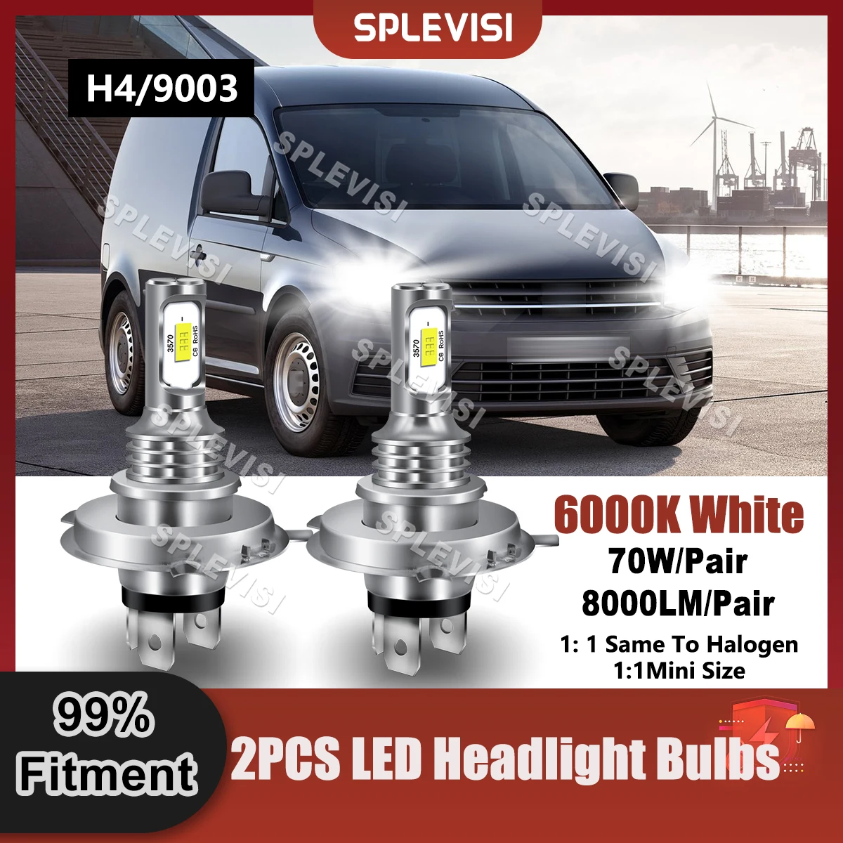 

A Pair LED H4/9003 High Low Beam 9V-24V 12x CSP Chips Compatible For VW Caddy MK4 2015 2016 2017 2018 Car Headlight Bulbs
