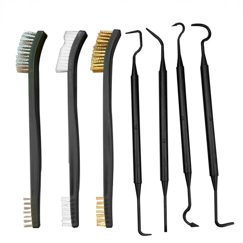 1-4sets Double-end Steel Wire Brush & Nylon Pick Set Universal Hunting Gun Cleaning Kit Tactical Rifle Gun Cleaning Tool