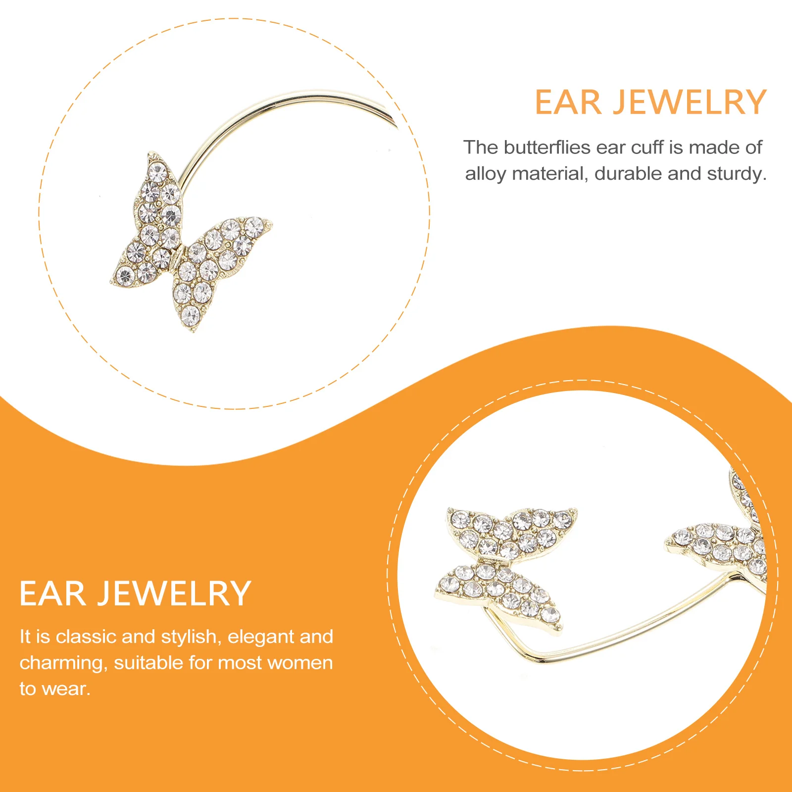 

Earrings for Women Diamond Butterfly Clip Non Pierced Butterflies Hook Alloy Miss