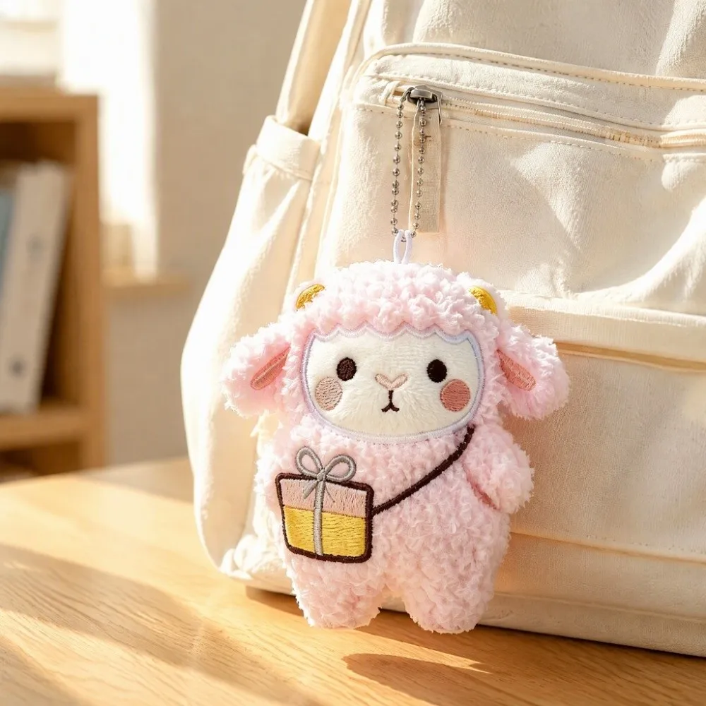 Chinese Zodiac Sheep Plush Keychain Cartoon Multi Colors Stuffed Lamb Pendant Soft Fluffy Curly Sheep Keychain
