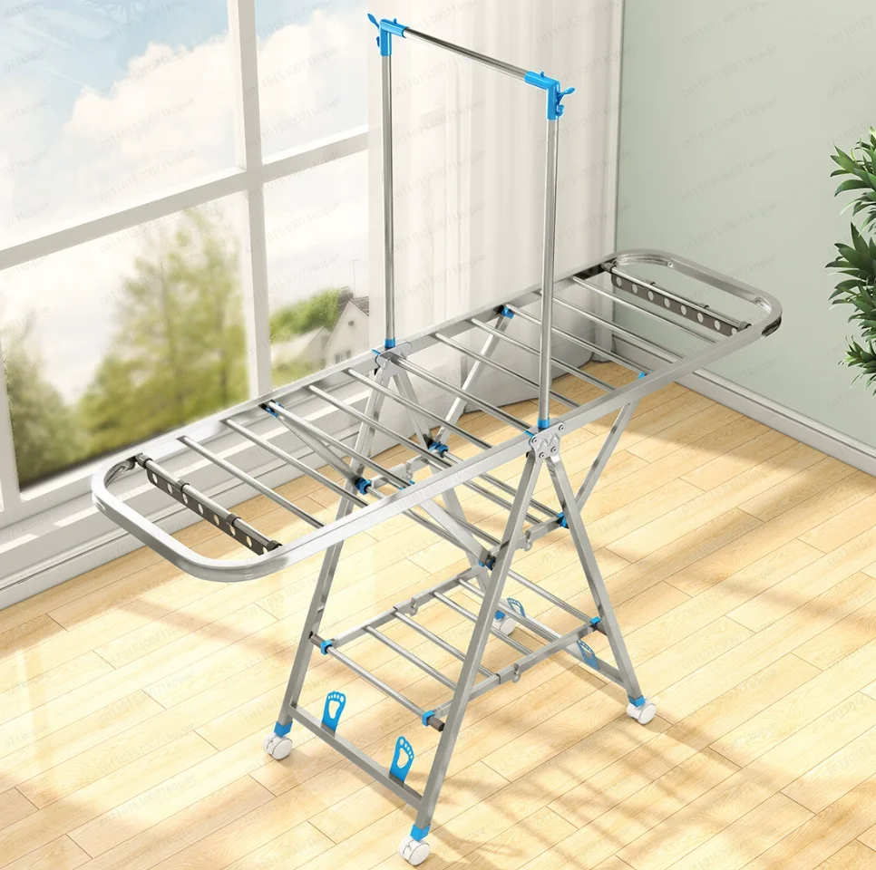 

Сушилка из нержавеющей стали, напольная складная сушилка для домашней одежды, прохладный балкон, простая вешалка для одеял для детской одежды