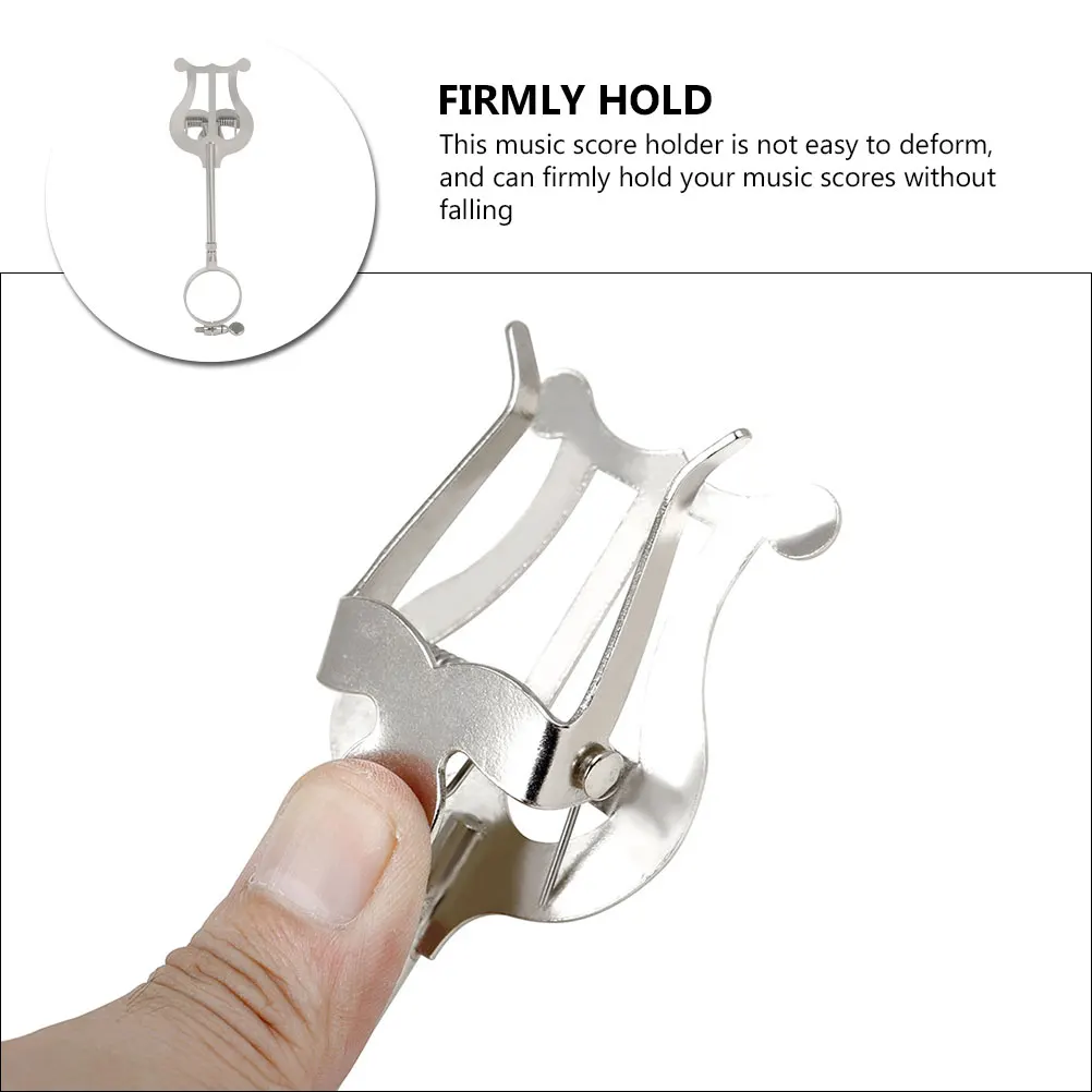 

1pc Portable Clarinet Sheet Music Holder Iron Clamp Silver Durable Strong Grip Lightweight Easy Carry Simple Design Guitar