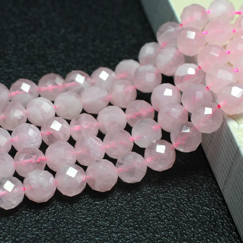 Wholesale Faceted Pink Madagascar Rose Quartzs 100% Natural Round Stone Beads For Jewelry Making DIY Bracelet 6/8MM 15\'\'