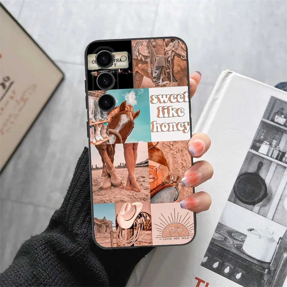 Rustic Cowboy Cowgirl Western Phone Case For Samsung Galaxy A13,A21s,A22,A31,A32,A52,A53,A71,A80,A91 Soft Black Phone Cover