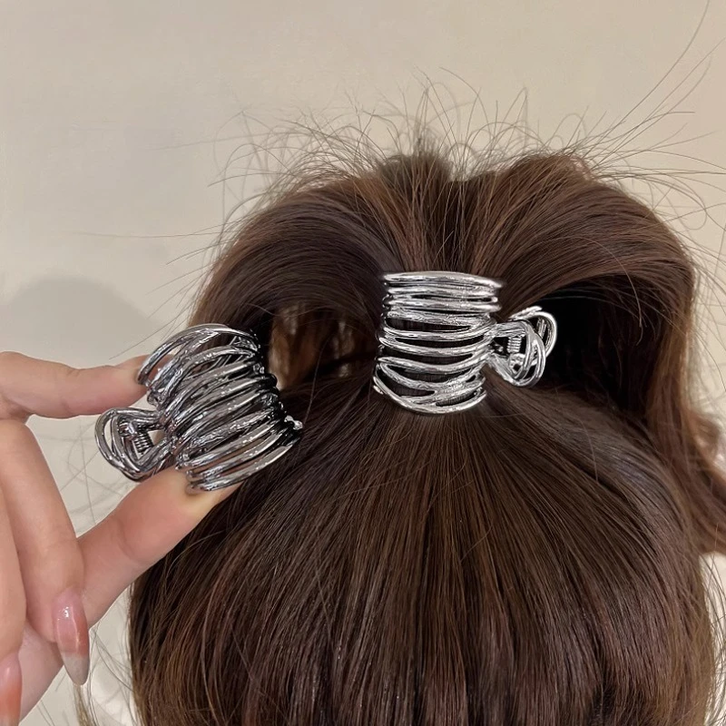 Hohl Metall Feste Artefakt Haar Clip Temperament Clip Coole Stil High-end-Gefühl frauen Hohe Pferdeschwanz Grip Clip – Detail 3