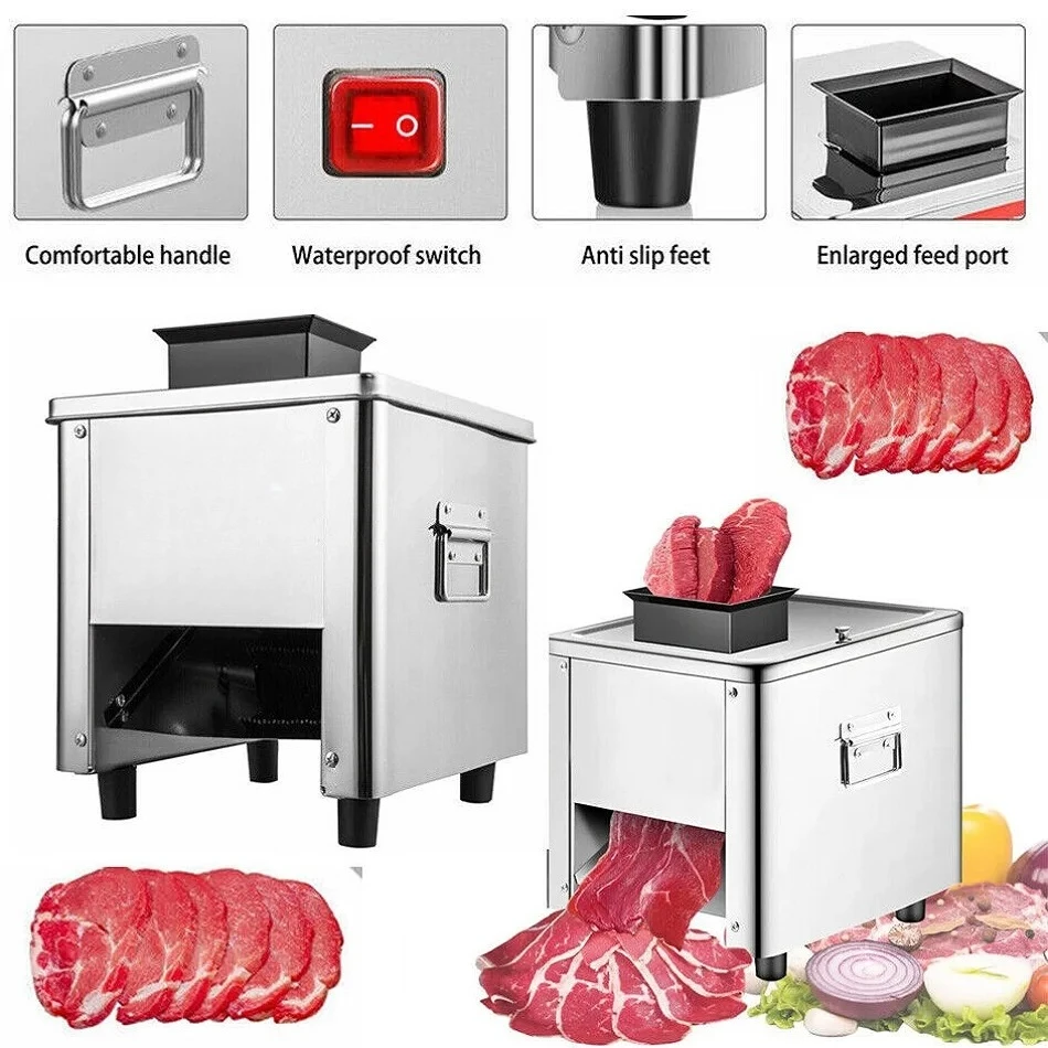 Meat Slicer Household Meat Grinder Automatic Fish Vegetable Cutter Fillet Shredded Cut Commercial 850W Stainless Steel Electric