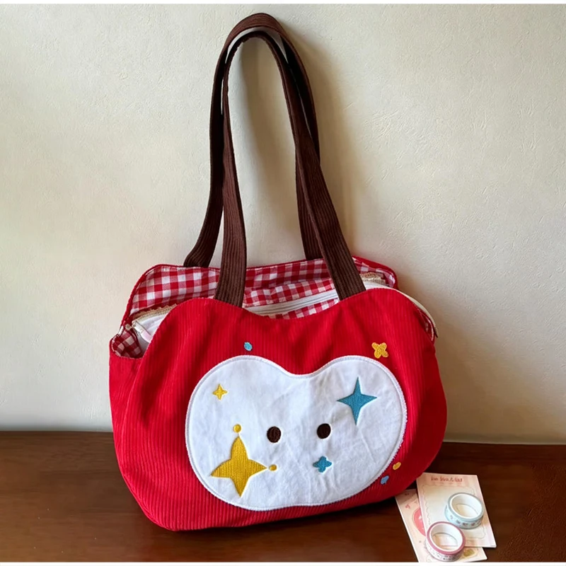Apfel-förmige Umhängetasche, Damenhandtasche, Niedliche Leichte Kompakte Tasche für Reisen, Einkaufen & Freizeitausflüge, Druckknopfverschluss – Detail 5