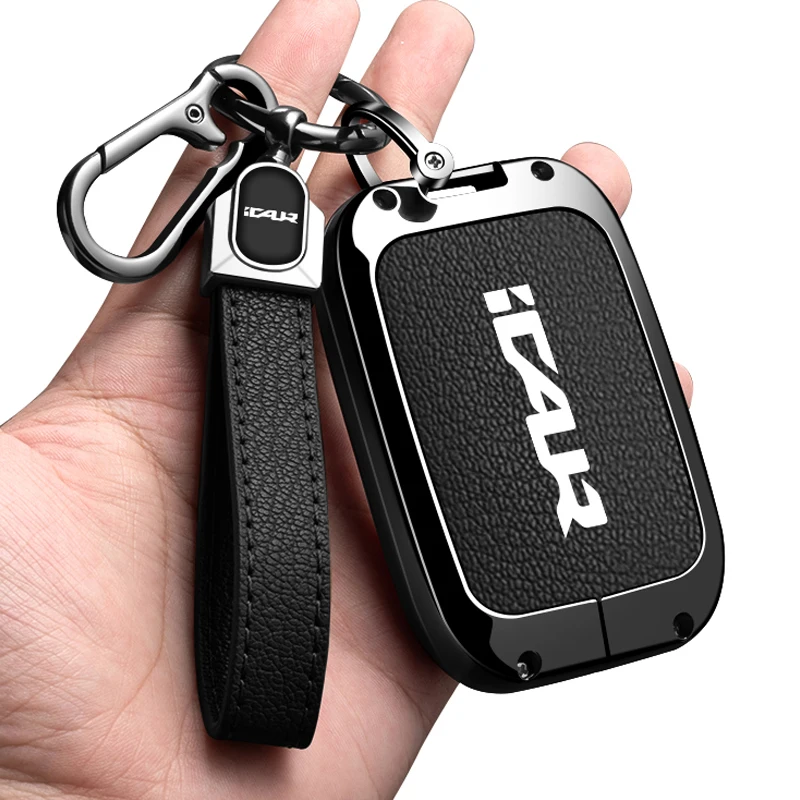 Metal Car Key Case for Chery Icar V27 Accessories REEV 2026 Car-Styling Keychain Remote Cover Shell Housing Ring Holder Fob